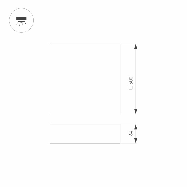 Светильник SP QUADRO S500x500 50W