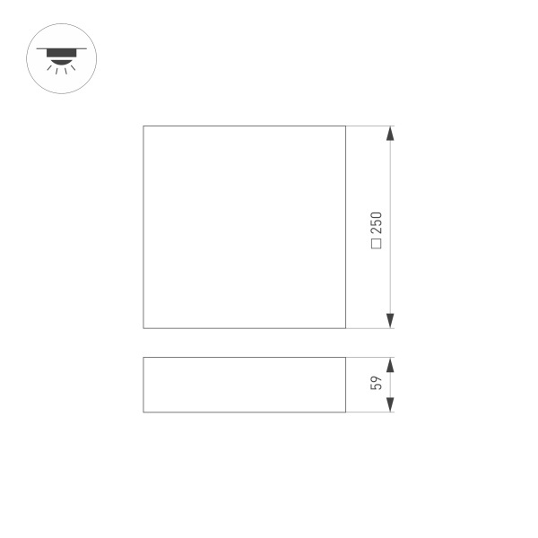 Светильник IM QUADRO EMERGENCY 3H S250x250 28W