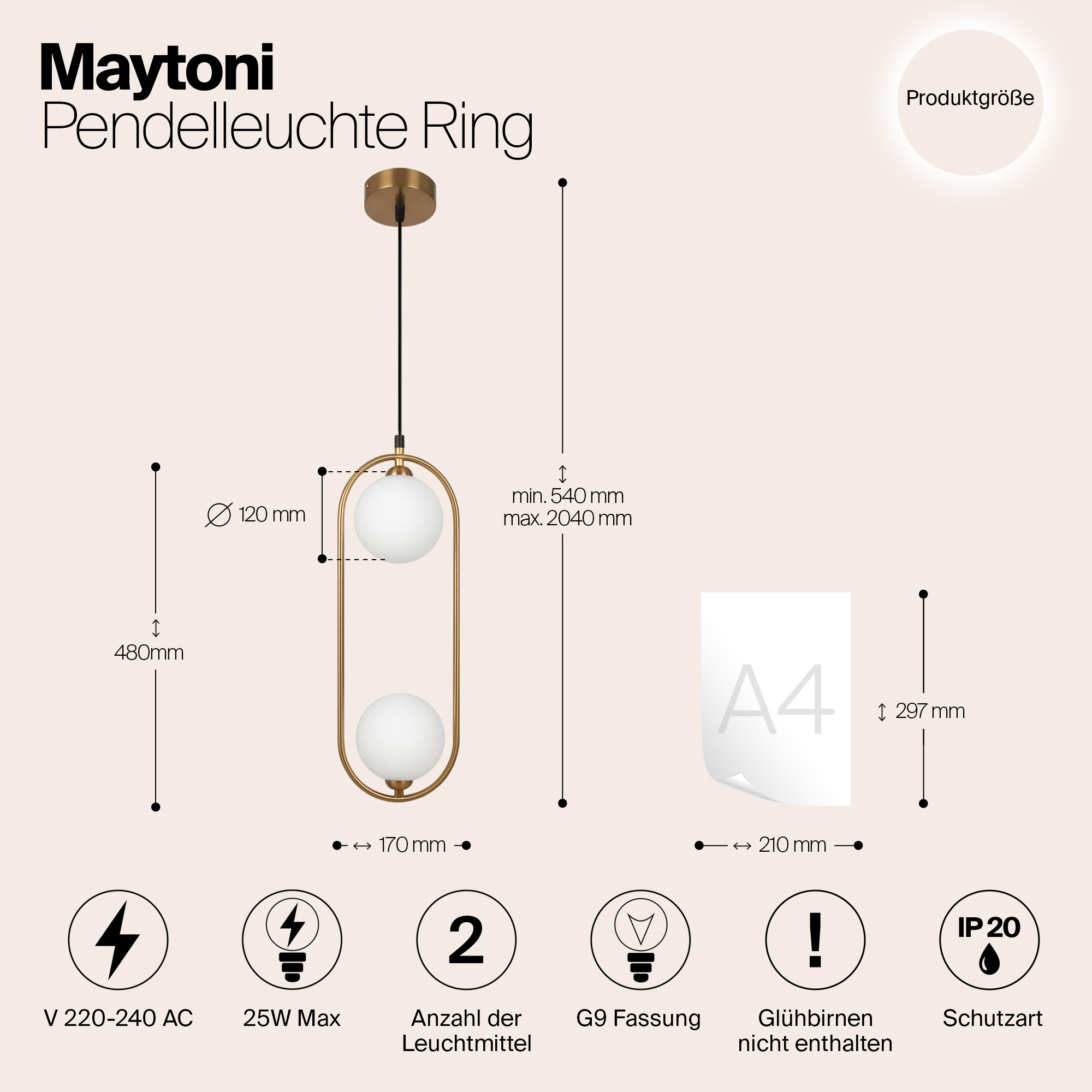 Подвесной светильник Maytoni MOD013PL 02BS1