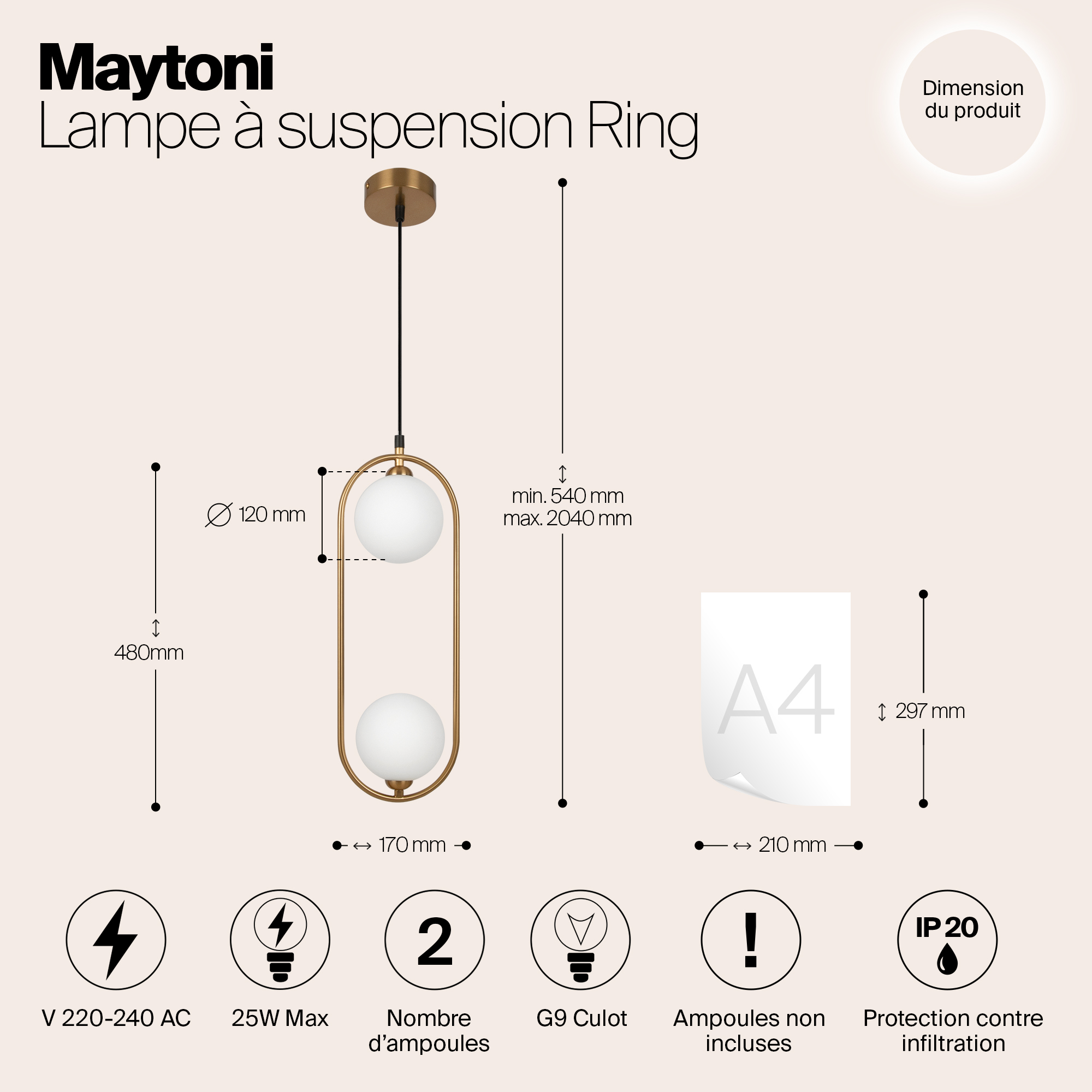 Подвесной светильник Maytoni MOD013PL 02BS1