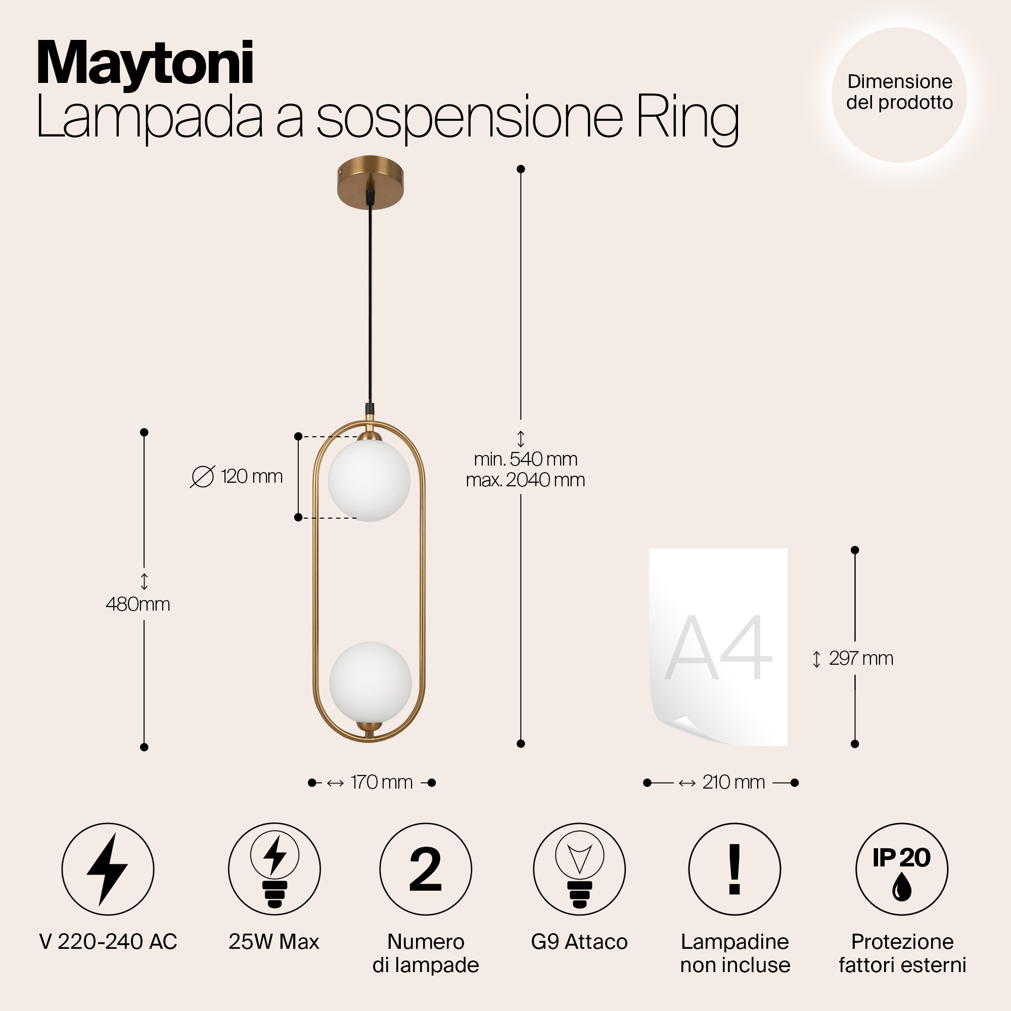Подвесной светильник Maytoni MOD013PL 02BS1