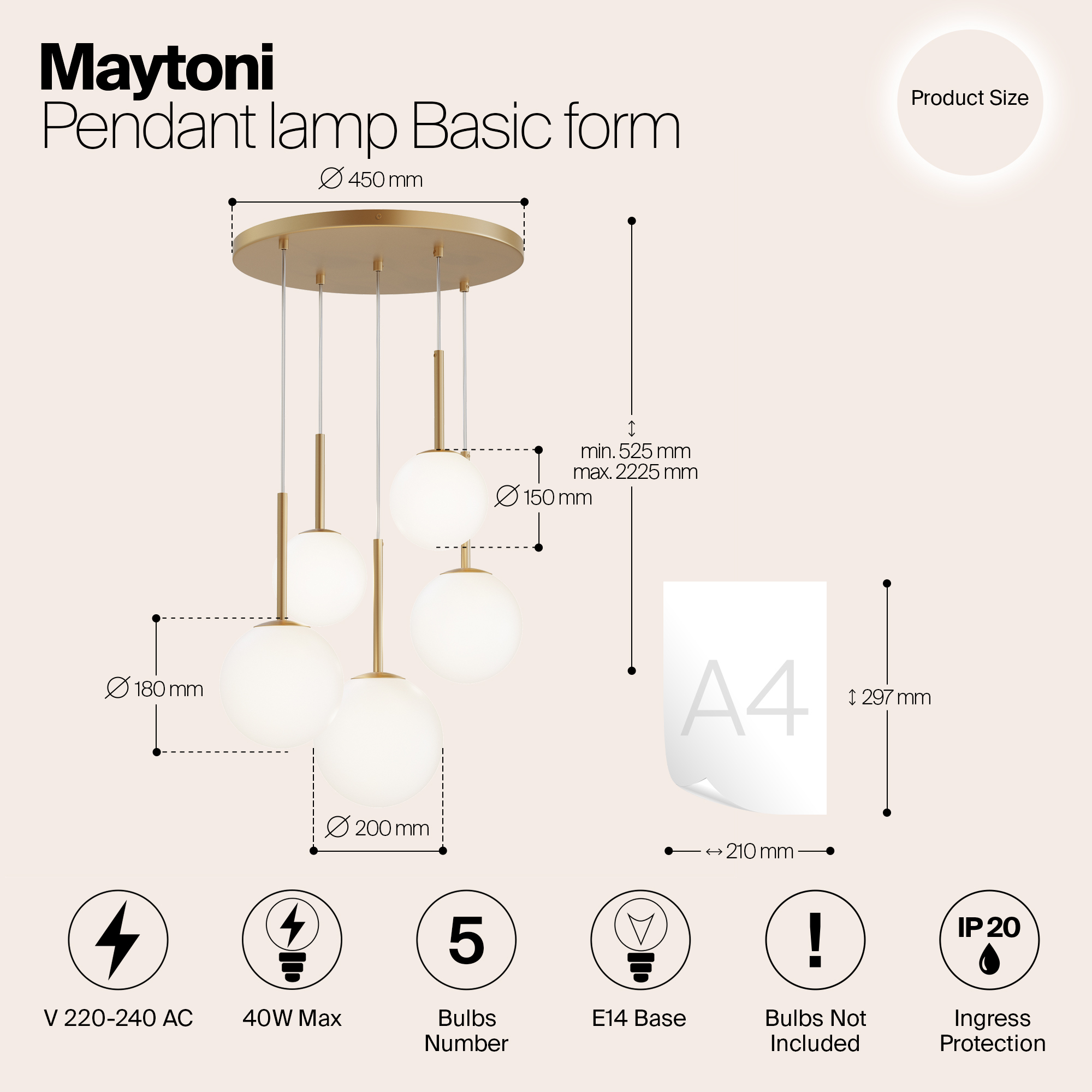 Подвесной светильник Maytoni MOD321PL 05G1