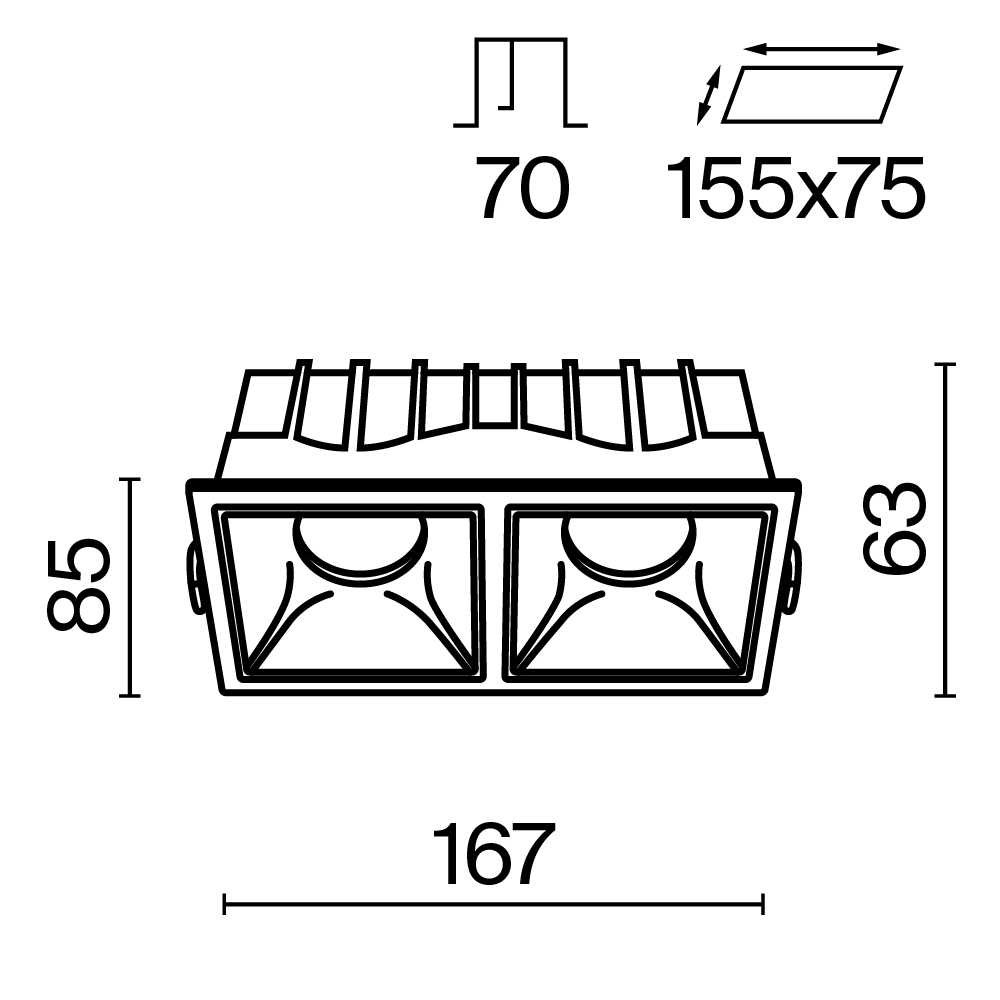 Встраиваемый светильник Technical DL043 02 15W3K SQ