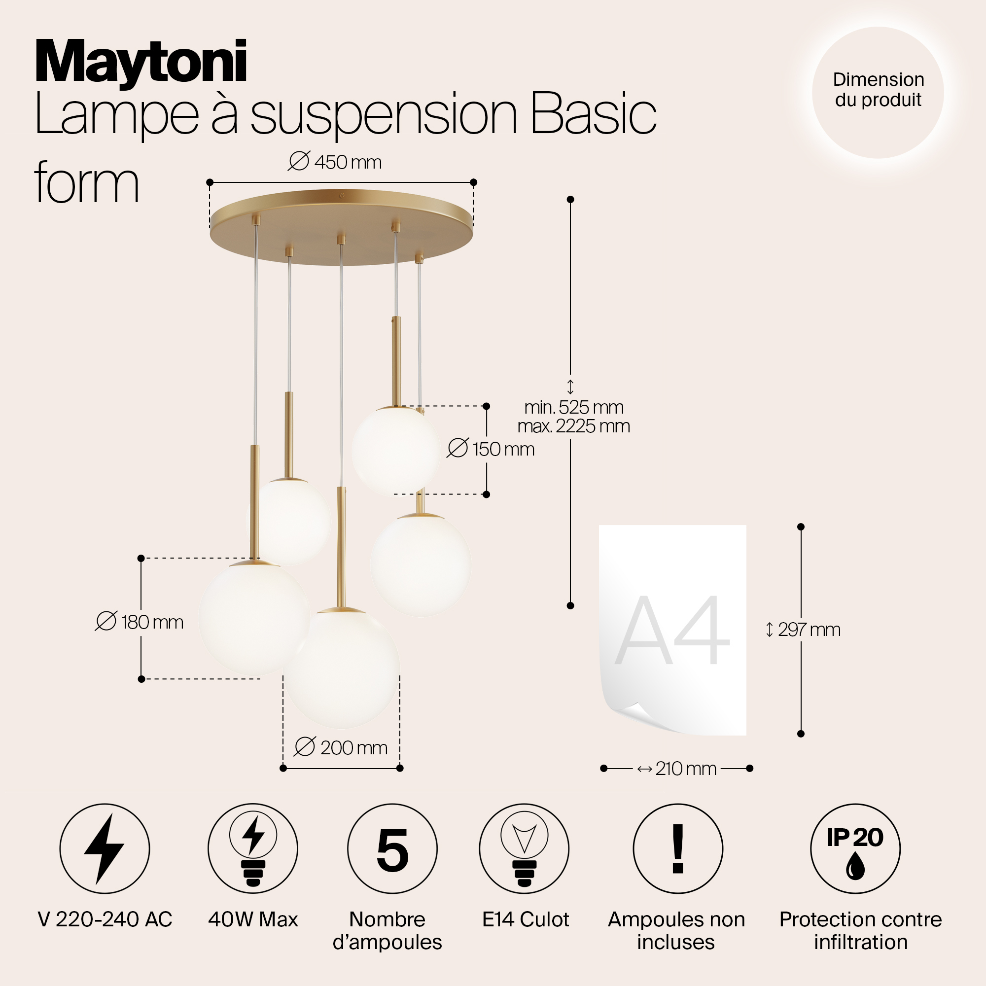 Подвесной светильник Maytoni MOD321PL 05G1