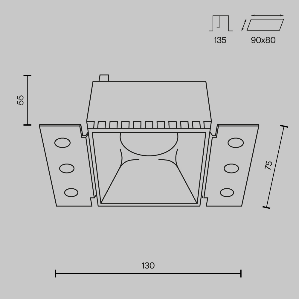 Встраиваемый светильник Technical DL051 01 GU10 SQ