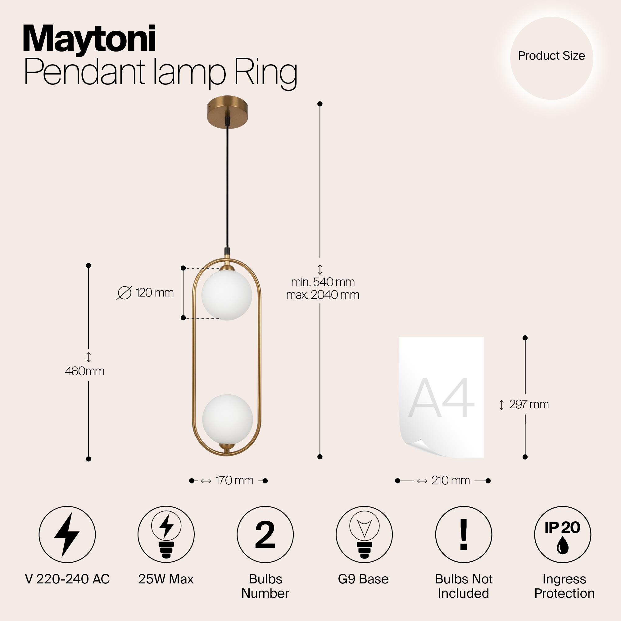 Подвесной светильник Maytoni MOD013PL 02BS1