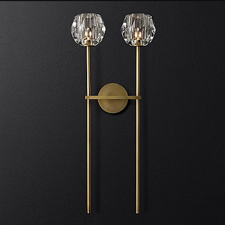 Бра Restoration Hardware Boule De Cristal Grand Double Sconce Lacquered Burnished Brass