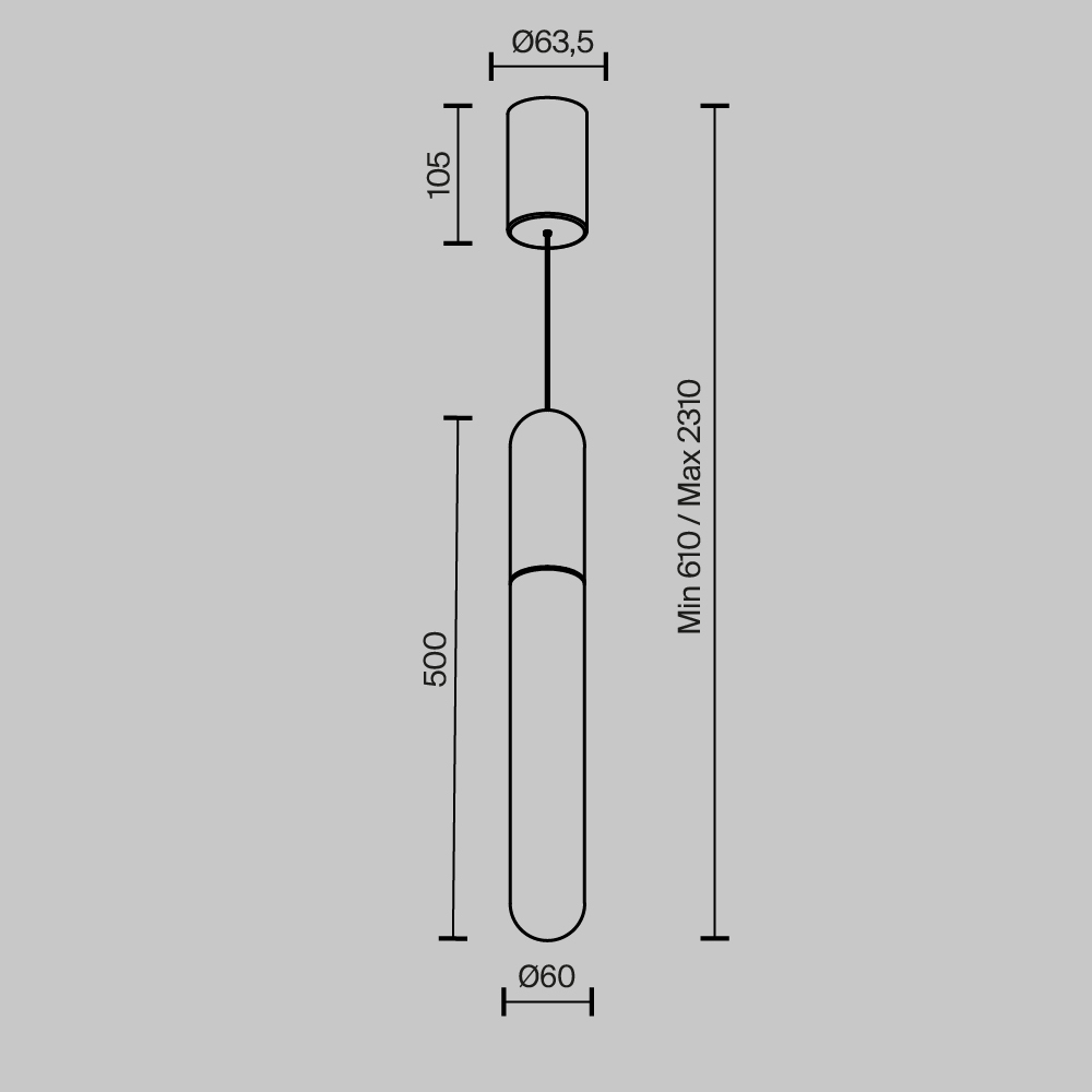 Подвесной светильник Technical P101PL L500 12W3K