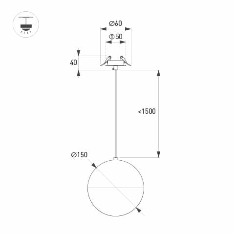 Светильник SP EMISFERO HANG BUILT R150 11W