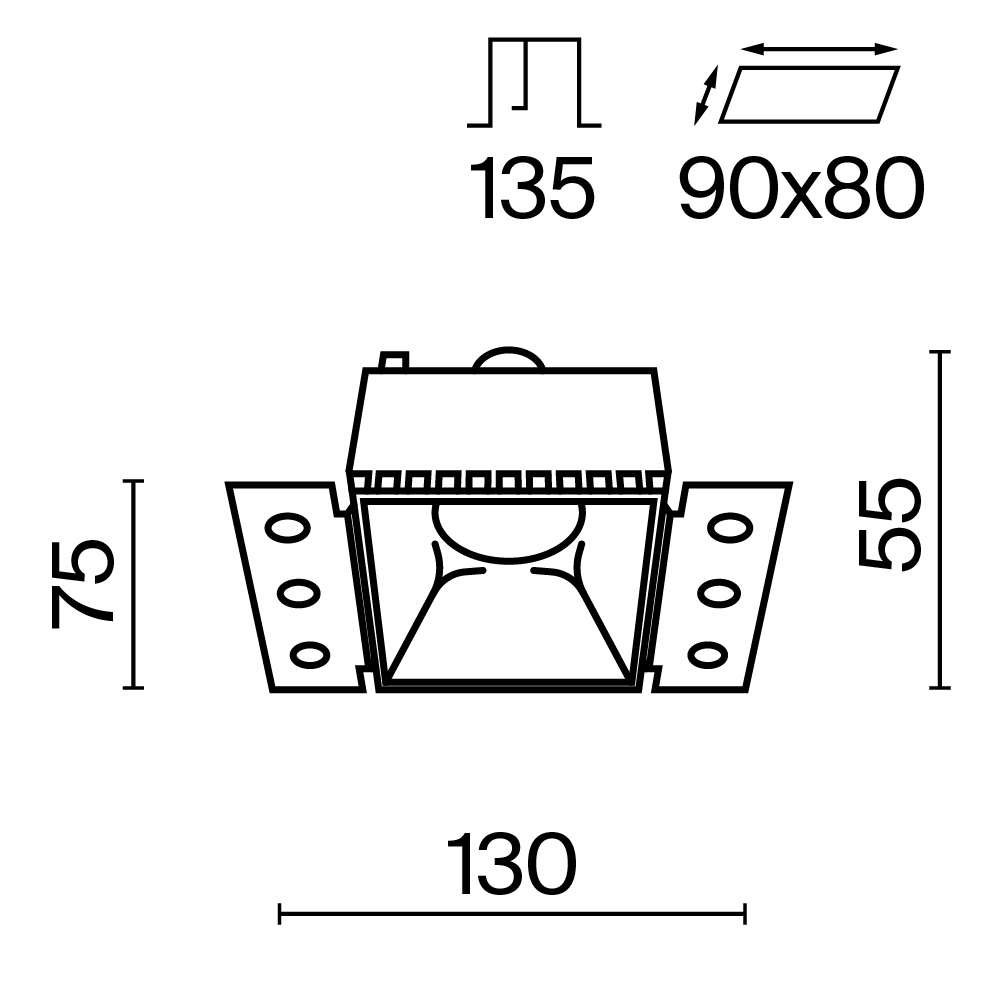 Встраиваемый светильник Technical DL051 01 GU10 SQ