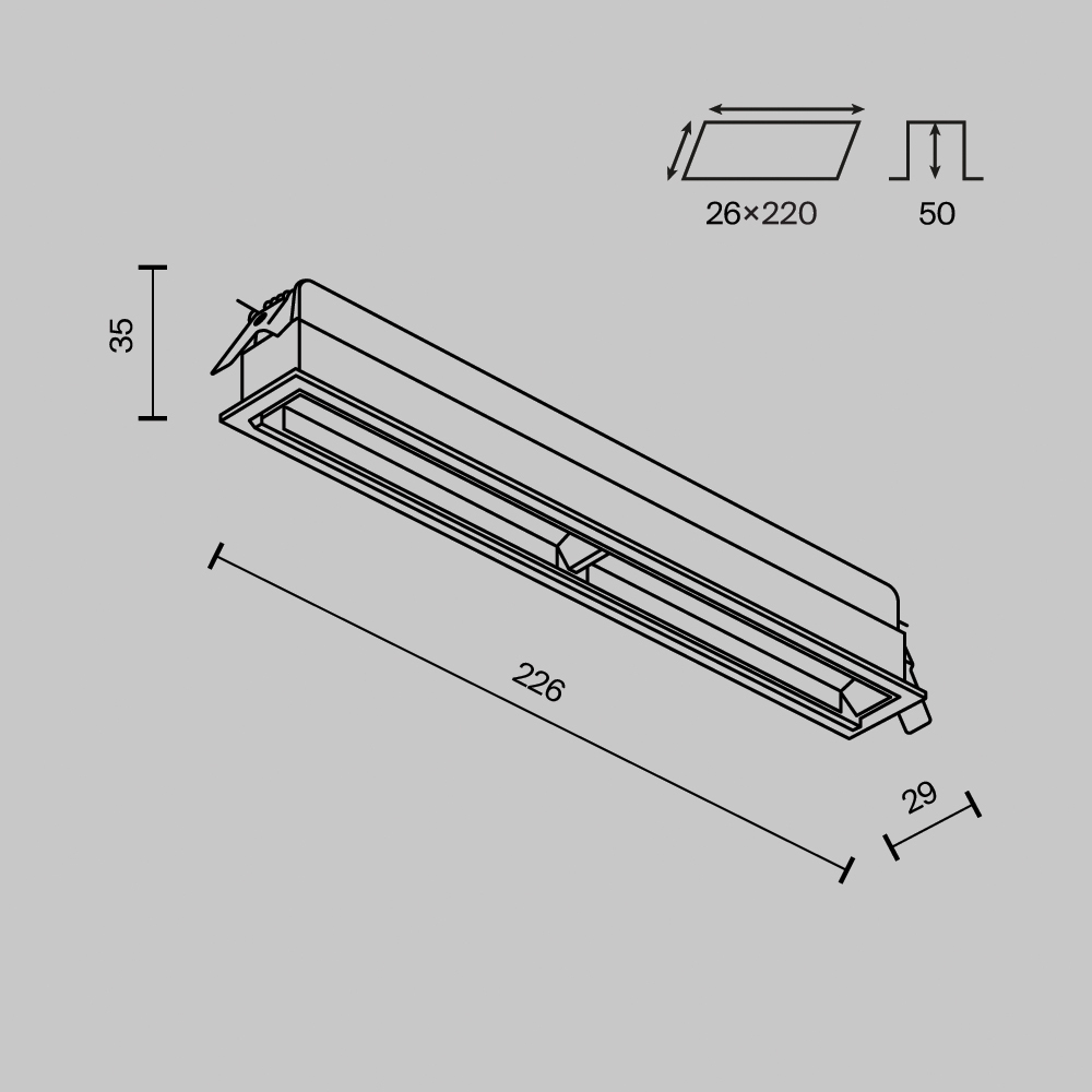 Встраиваемый светильник Technical DL100 12W2.7 3 4K