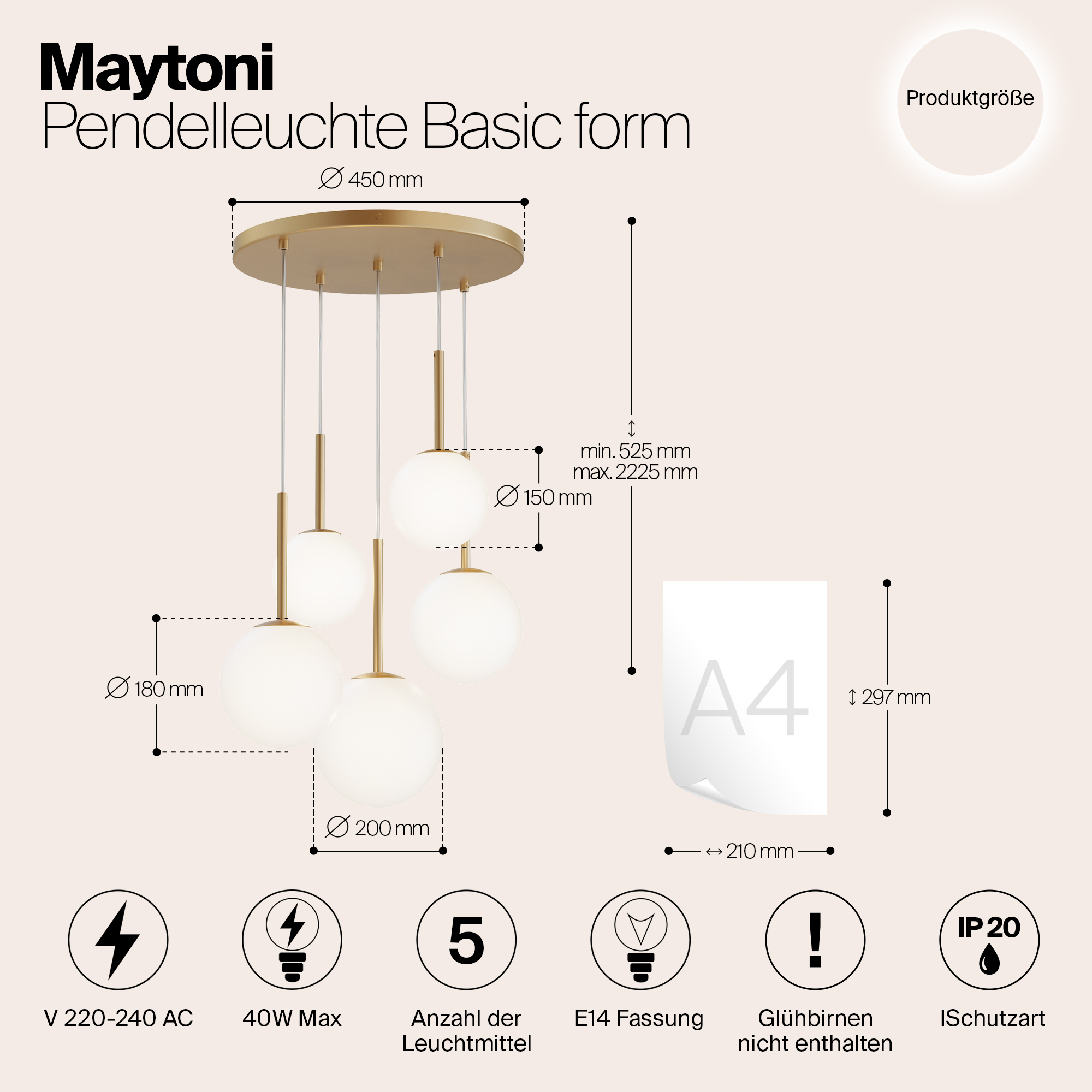 Подвесной светильник Maytoni MOD321PL 05G1