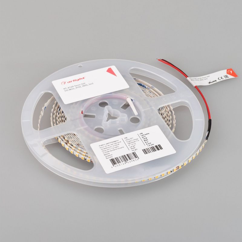 Светодиодная лента RT-A160-5mm 24V Warm3500 CRI95 (15 W/m, IP20, 5m) (Arlight, CRI>95) 040532(2)