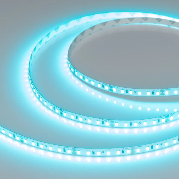 Светодиодная лента RT-A120-8mm 24V Mint Blue (9.6 W/m, IP20, 5m) (Arlight, -) 043382(1)