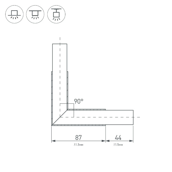 Угол PLS-LOCK-H25-L90 BLACK (с экраном MAT-L) (Arlight, Металл) 031268