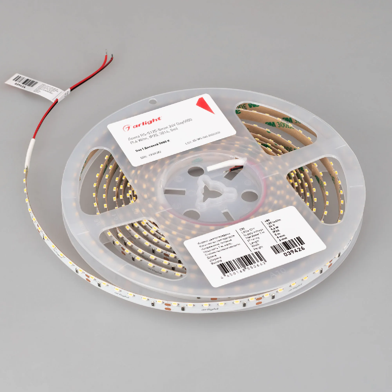 Светодиодная лента RS-S120-8mm 24V Day5000 (9.6 W/m, IP20, 3014, 5m) (Arlight, боковое свечение) 039426