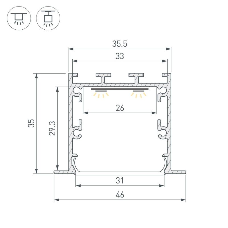 Профиль LINIA49-F-M-2500 WHITE (Arlight, Алюминий) 059365