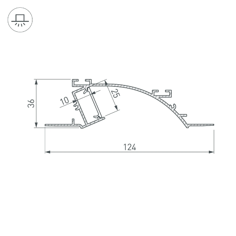 Профиль с экраном ALM-ARC-SINGLE-2000 ANOD+FROST (Arlight, Алюминий) 029850
