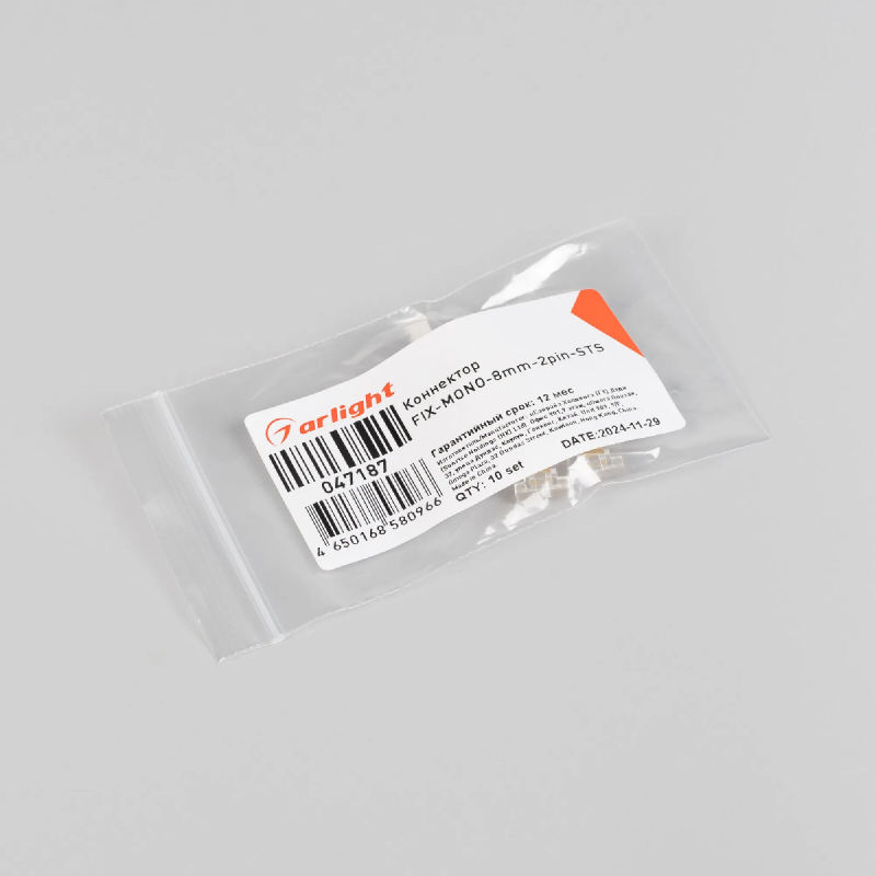 Коннектор FIX-MONO-8mm-2pin-STS (Arlight, Прозрачный) 047187
