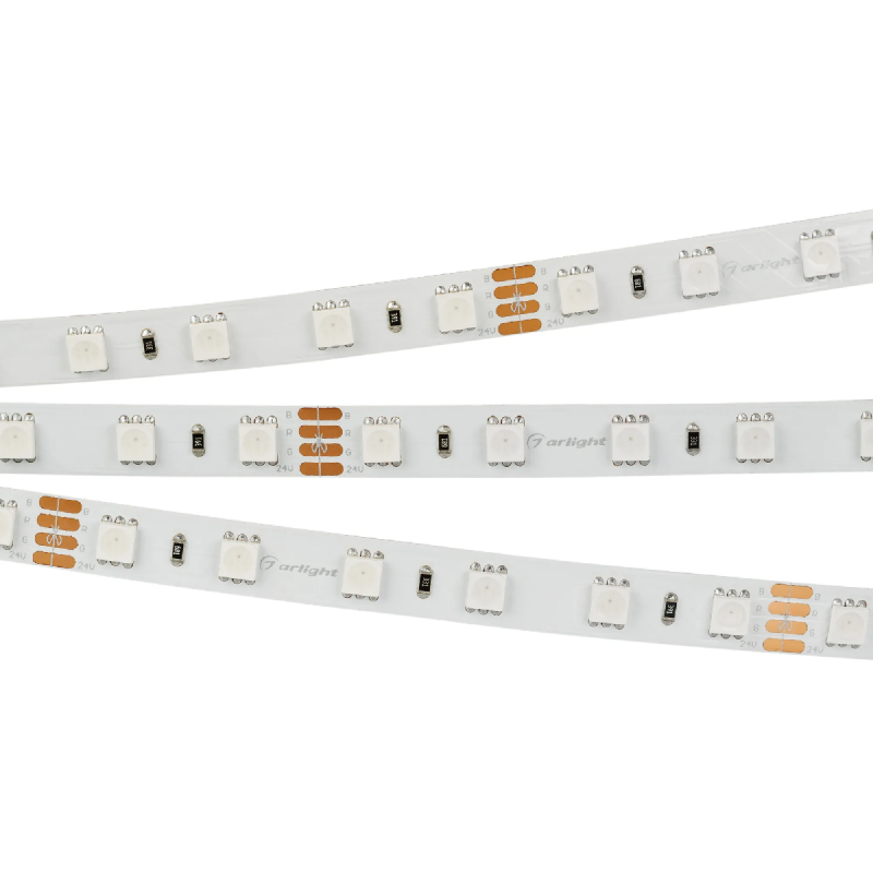 Светодиодная лента RT-B60-10mm 24V RGB (14.4 W/m, IP20, 5060, 50m) (Arlight, Открытый) 024586(2)
