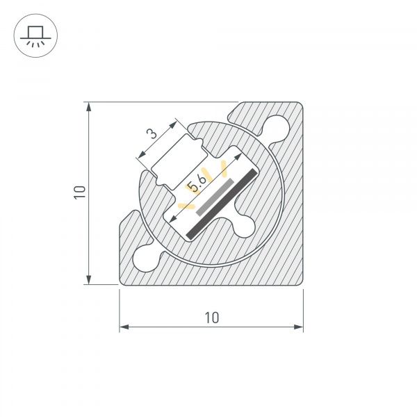 Профиль с экраном SL-KANT-H10-ROTATE-2000 IRON GREY (Arlight, Алюминий+пластик) 055331