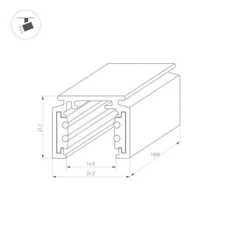 Трек MAG-ORIENT-TRACK-2620-1000 (WH) (Arlight, IP20 Металл, 3 года) 037308
