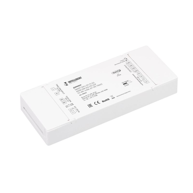 INTELLIGENT ARLIGHT Диммер SMART-DALI-101-72-D2-ADDR-DIM-DT6-PD-SUF (12-48V, 1x20A, 0/1-10V, TRIAC) (IARL, IP20 Пластик, 5 лет) 058227