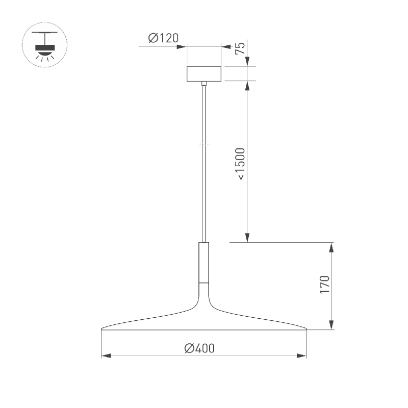 Светильник SP-FIORE-R400-13W Warm3000 (BK, 120 deg, 230V) (Arlight, IP20 Металл, 3 года) 036001