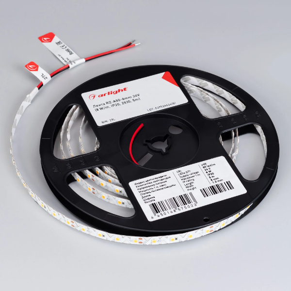 Светодиодная лента RZ-A80-8mm 24V Warm2700 (8 W/m, IP20, 2835, 5m) (Arlight, -) 046016
