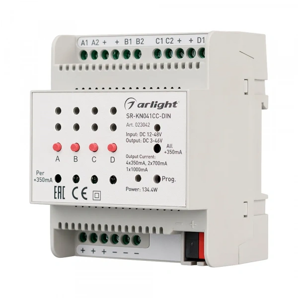 Контроллер тока SR-KN041CC-DIN (12-48V, 4x350/700mA) (Arlight, Контроллер) 023042