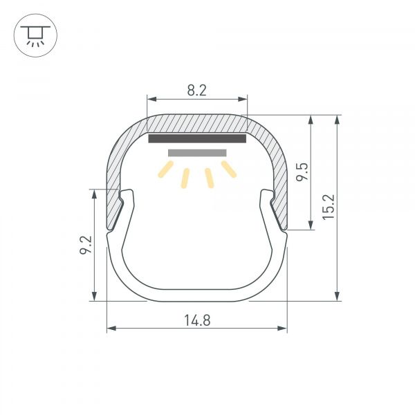 Профиль LINE-D-1515-2000 SQUARE ANOD (Arlight, Алюминий) 061083