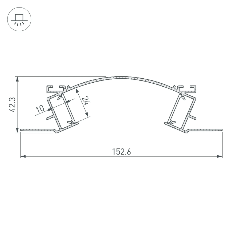 Профиль с экраном ALM-ARC-DOUBLE-2000 ANOD+FROST (Arlight, Алюминий) 029852