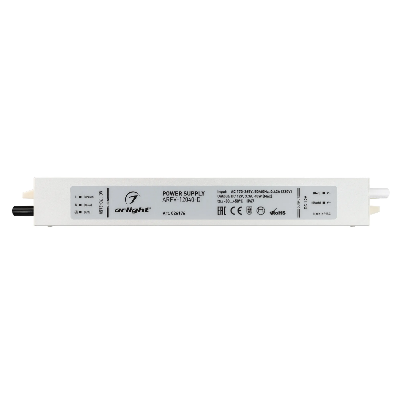 Блок питания ARPV-12040-D (12V, 3.3A, 40W) (Arlight, IP67 Металл, 3 года) 026176