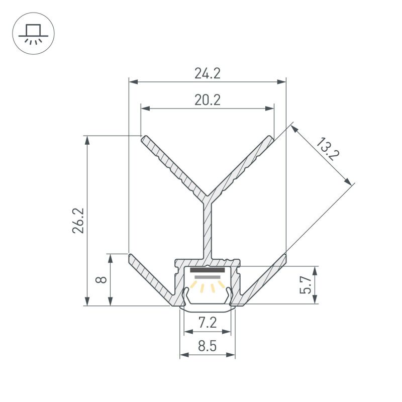 Профиль PIK-F-EXT-3000 (Arlight, Алюминий) 063387