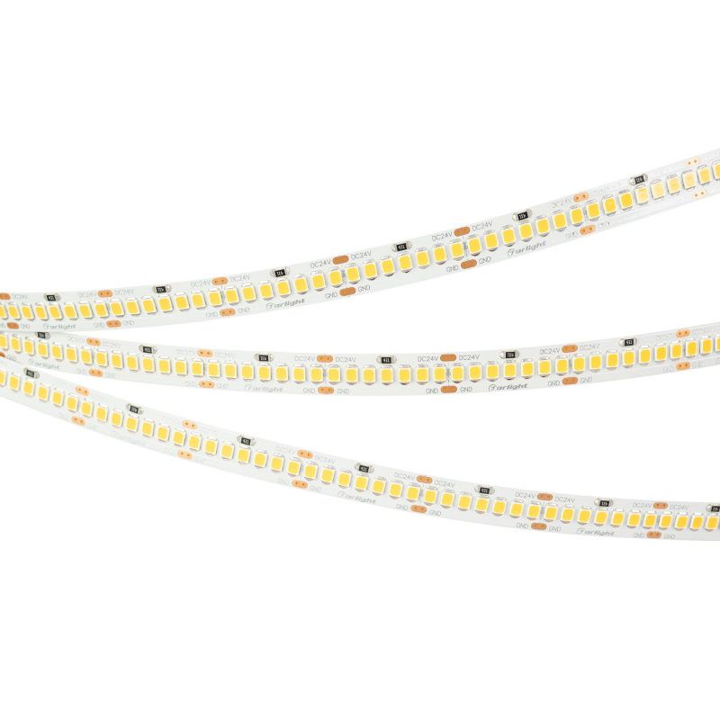 Светодиодная лента RT-A252-10mm 24V Warm3500 (11 W/m, IP20, 2835, 5m) (Arlight, Открытый) 028619(2)