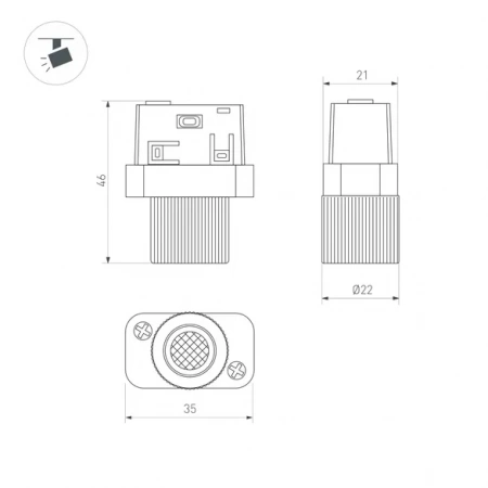 Светильник MAG-ORIENT-BABY-R22-2W Day4000 (BK, 24 deg, 48V) (Arlight, IP20 Металл, 5 лет) 046621