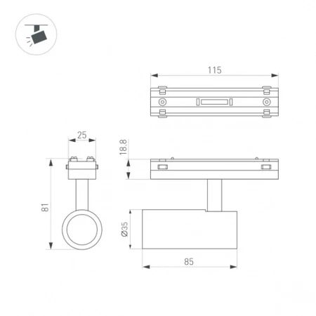 Светильник MAG-VIBE-SPOT-R35-8W Day4000 (WH, 24 deg, 48V) (Arlight, IP20 Металл, 5 лет) 044464