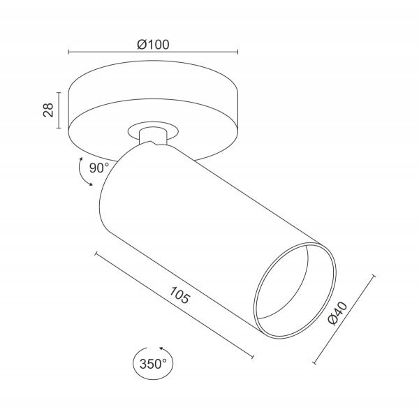Накладной поворотный светодиодный светильник Ledron SAGITONY R1 S40 Dim White-Gold