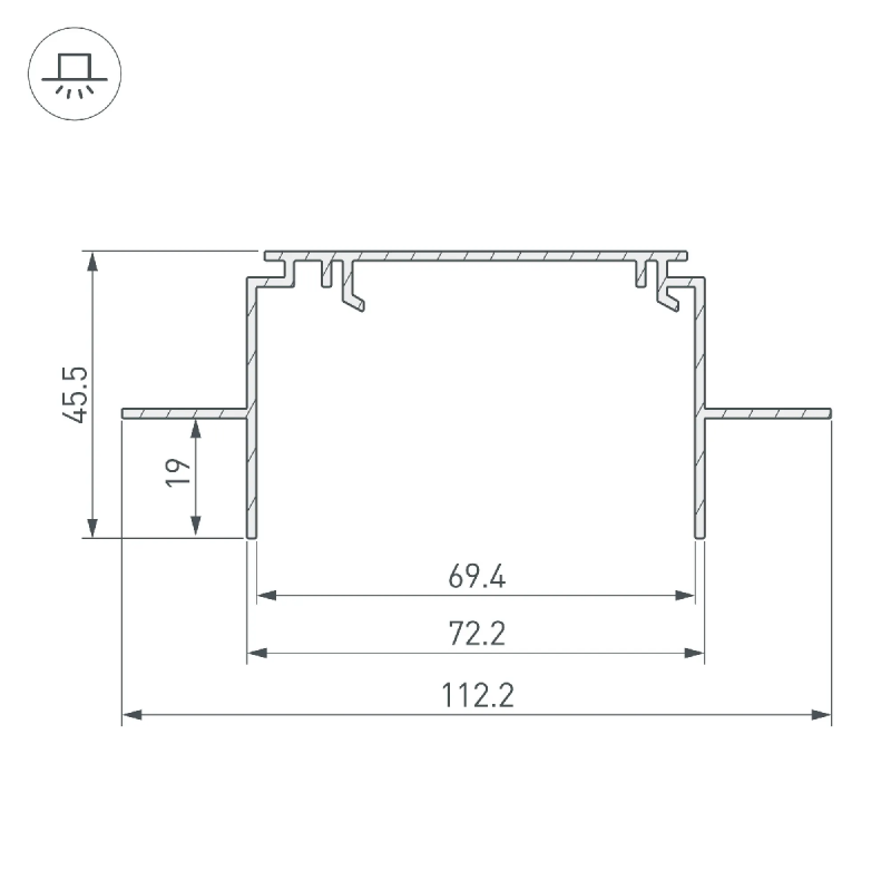 Профиль-держатель TEK-POWER-RW70F-GH16-2000 (Arlight, Алюминий) 019885