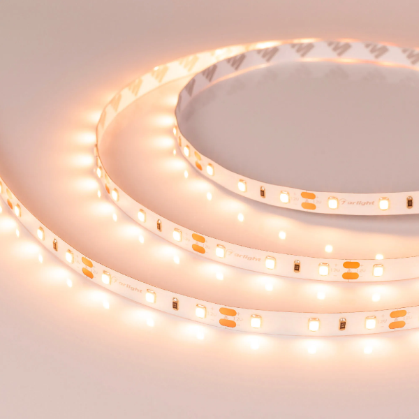 Светодиодная лента RT-A60-8mm 12V Warm2400 (7.2 W/m, IP20, 2835, 5m) (Arlight, 7.2 Вт/м, IP20) 018108(2)