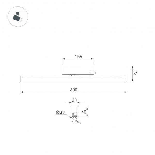 Светильник LGD-TUBE-TURN-4TR-L600-20W Day4000 (BK, 180 deg, 230V, DALI) (Arlight, IP20 Металл, 3 года) 058642