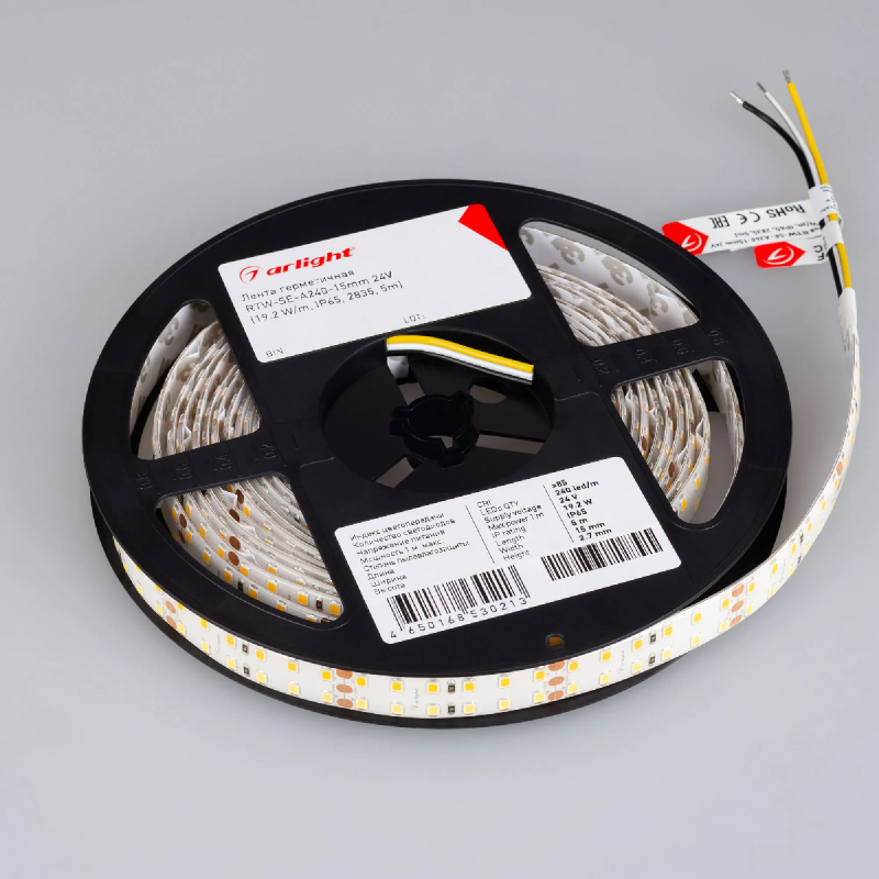 Светодиодная лента герметичная RTW-SE-A240-15mm 24V White-MIX (19.2 W/m, IP65, 2835, 5m) (Arlight, Изменяемая ЦТ) 020560(2)