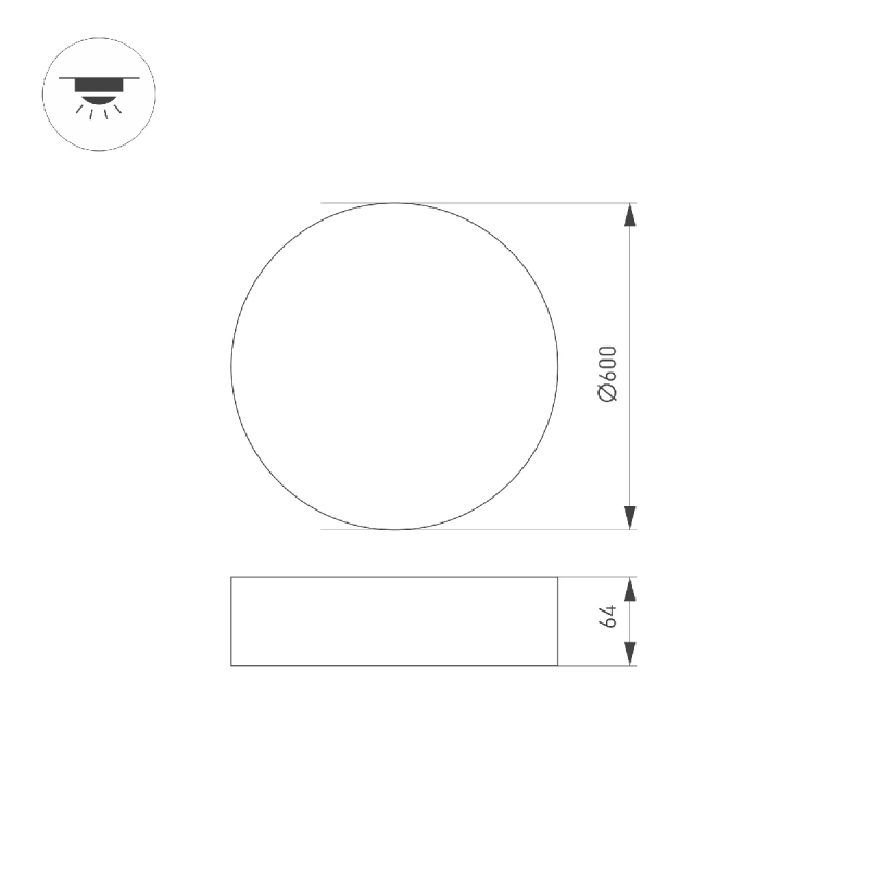 Светильник IM-RONDO-EMERGENCY-3H-R600-64W Warm3000 (WH, 120 deg, 230V) (Arlight, IP40 Металл, 2 года) 041075