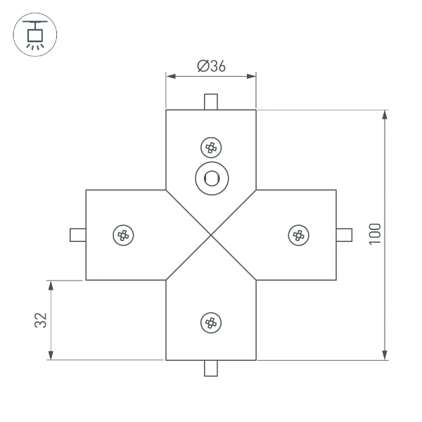 Соединитель профиля ROUND-D36-360-X90 (Arlight, Алюминий) 050544
