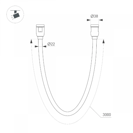 Светильник ART-APRIORI-TUBE-ELASTIC-R38-L3000-25W Warm3000 (BK, 360 deg, 48V) (Arlight, IP20 Металл, 3 года) 049275