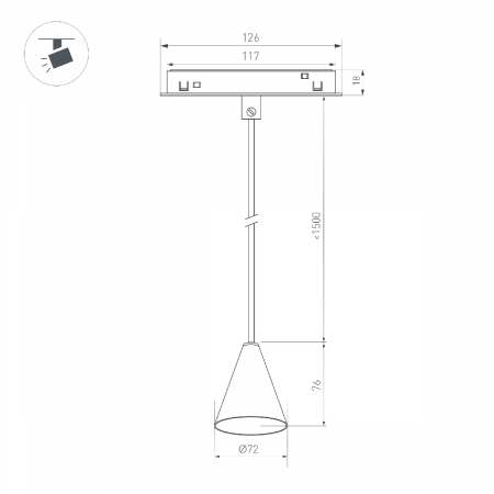 Светильник MAG-ORIENT-CONE-HANG-7W Day4000 (BK, 40 deg, 48V) (Arlight, IP20 Металл, 3 года) 036391
