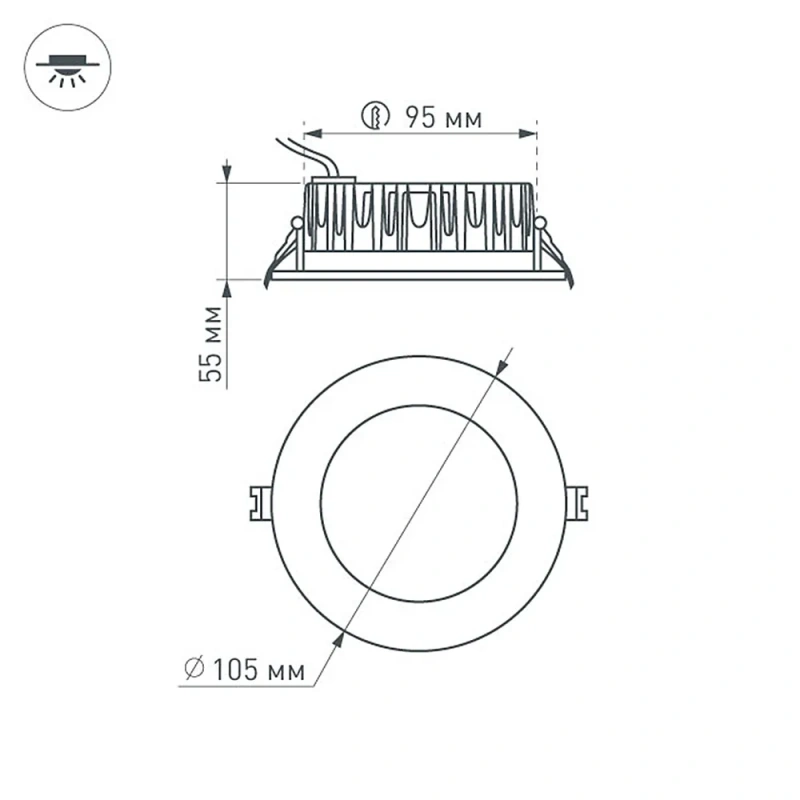 Светодиодный светильник LTD-105WH-FROST-9W Day White 110deg (Arlight, IP44 Металл, 3 года) 021492
