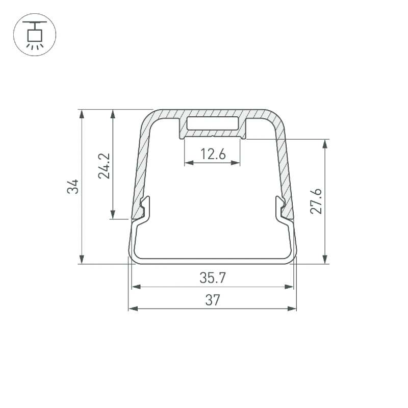 Профиль с экраном LINE-D-3734-2000 TETRA BLACK+OPAL (Arlight, Алюминий) 055072