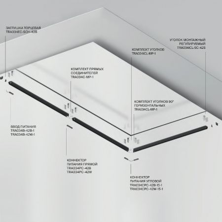 Шинопровод встраиваемый для натяжного потолка Technical TRX034-SCH-423B
