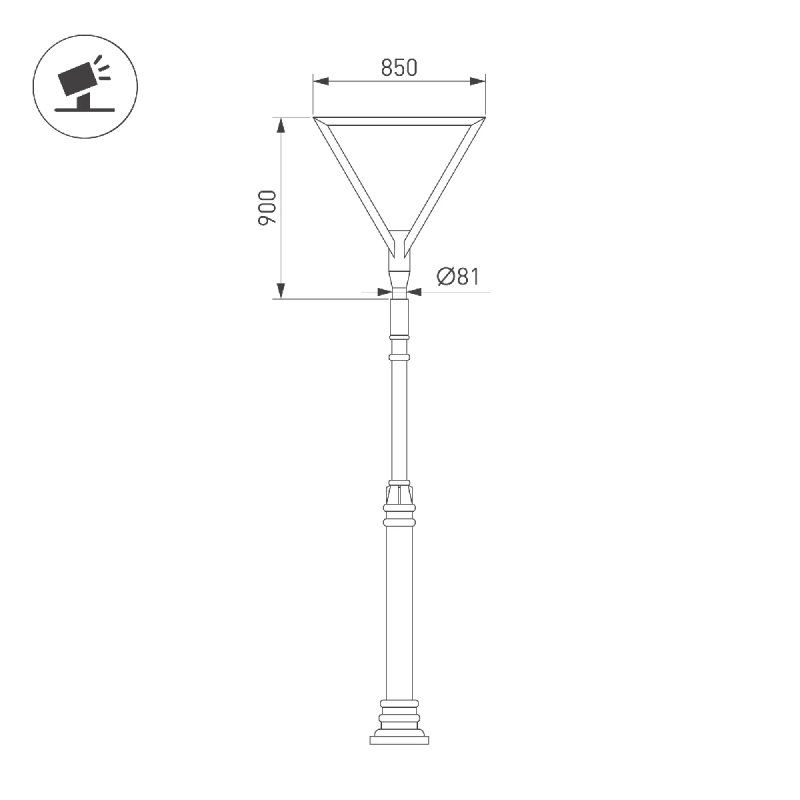 Светильник OXOR-TRILEIS-900x850х80-25W Day4000 (BK, 120 deg, 230V) IP65  (Arlight, -) 052473